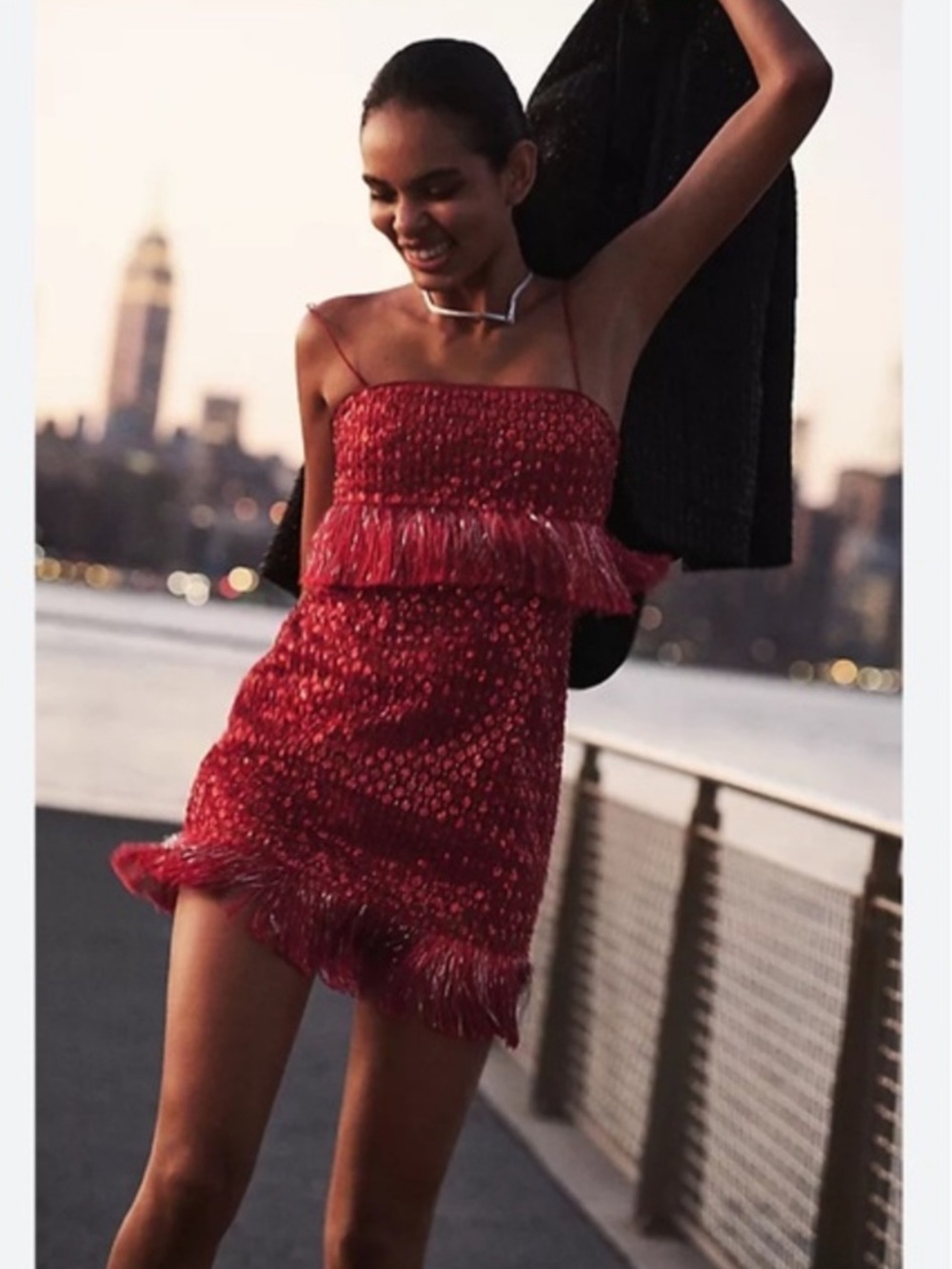 Saylor Caitriona Sequin Fringe Mini Dress NWT 1X